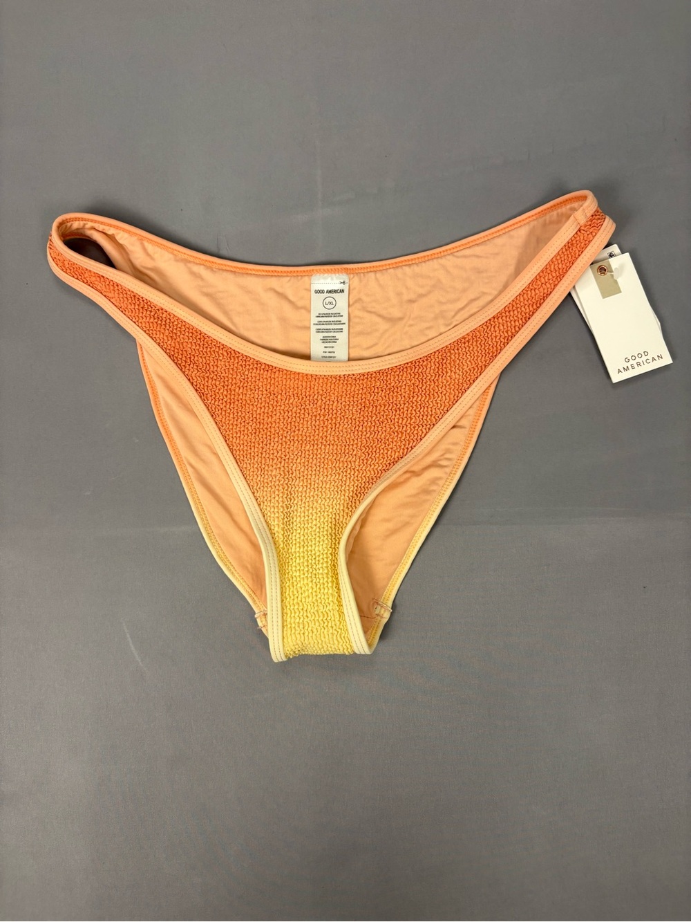 Good American Peach Ring Crinkle Bikini Bottom L/XL NWT